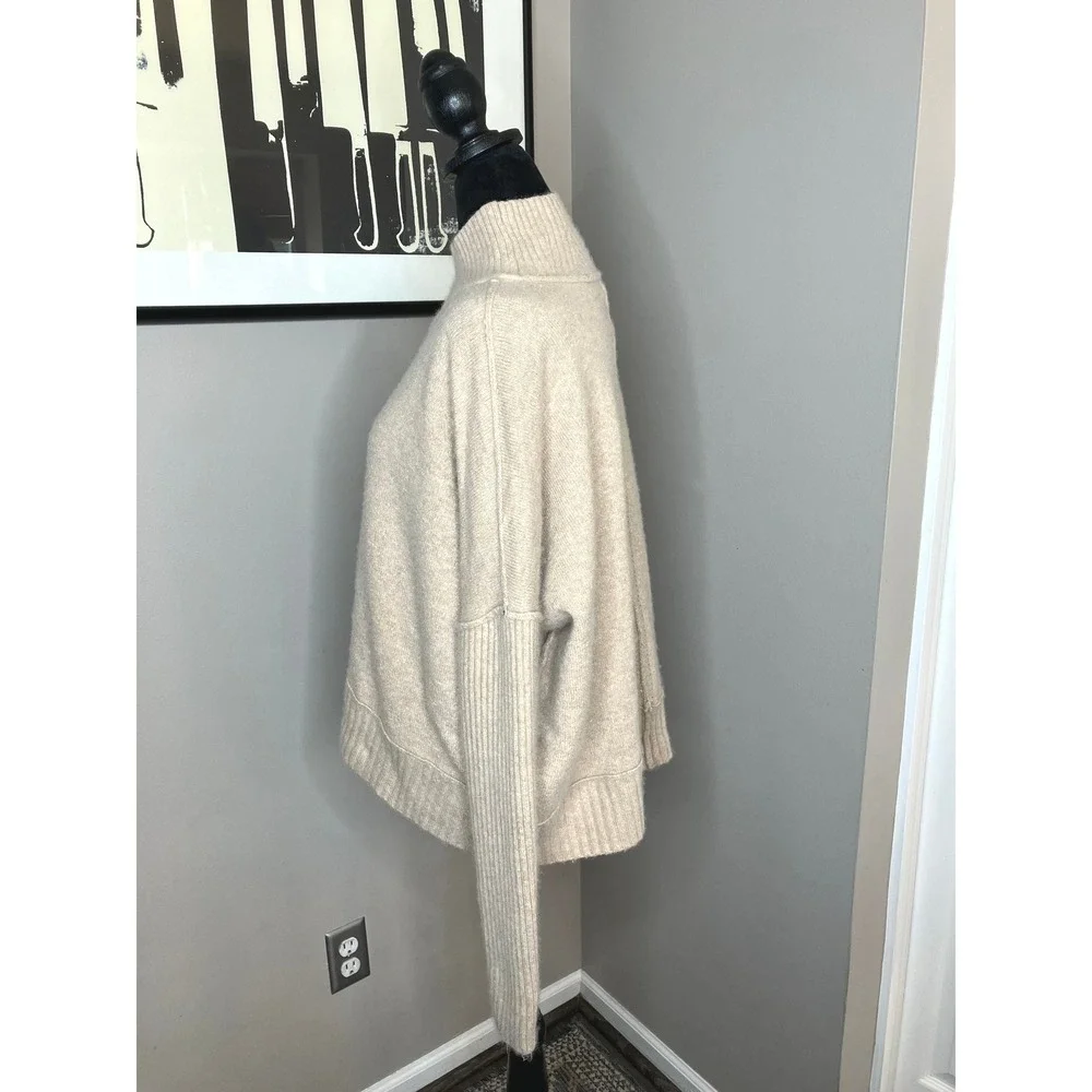 Maeve Anthropologie Mock Funnel Neck‎ Camel Wool Blend Cropped Sweater Small